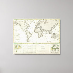 Tide-wave Atlas Map Canvas Print