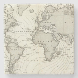 Tide-wave Atlas Map Stone Coaster