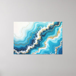 Tidefall Mirage – 60"x40" Ocean Abstract Fluid Art Canvas Print