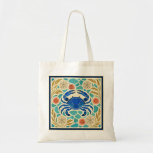 Tidepool Blue Crab Coastal Canvas Tote Bag