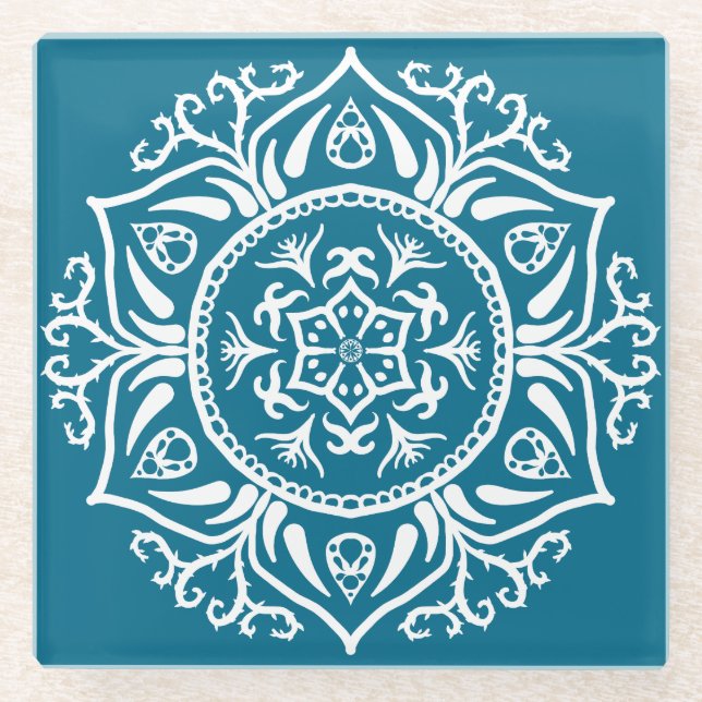 Tidepool Mandala Glass Coaster (Front)