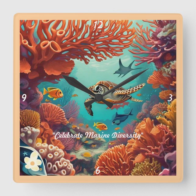 "Tides of Colour" Square Wall Clock (Front)