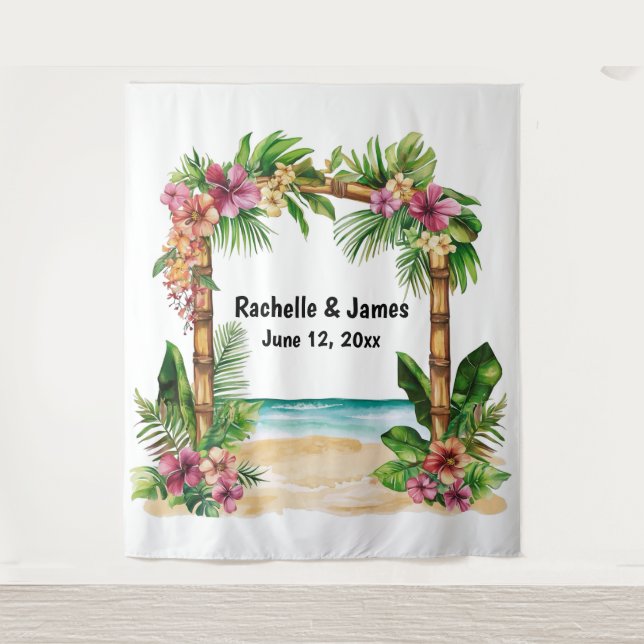 Tides of Love Arch Wedding Backdrop Tapestry (Front)