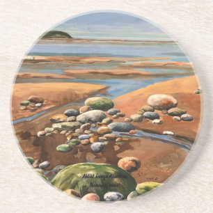 Tides Out Seashore Beach Ocean Scene Original Hand Coaster