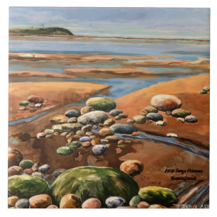 Tides Out Seashore Beach Ocean Scene Tile