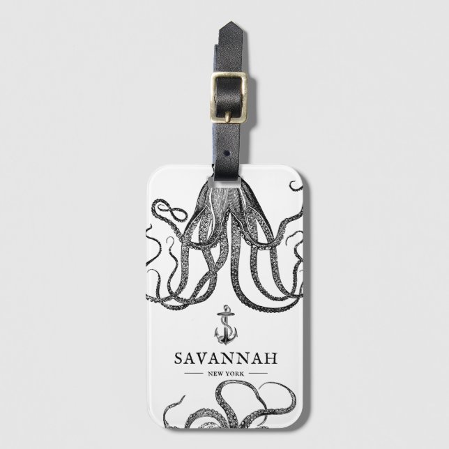 Tide's Tentacles | Octopus Theme Luggage Tag (Front Vertical)