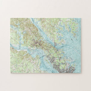 Tidewater Virginia Map (1984) Jigsaw Puzzle