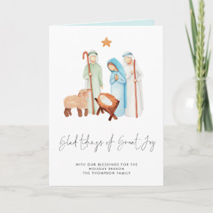 Tidings Great Joy Nativity Folded Christmas  Holiday Card