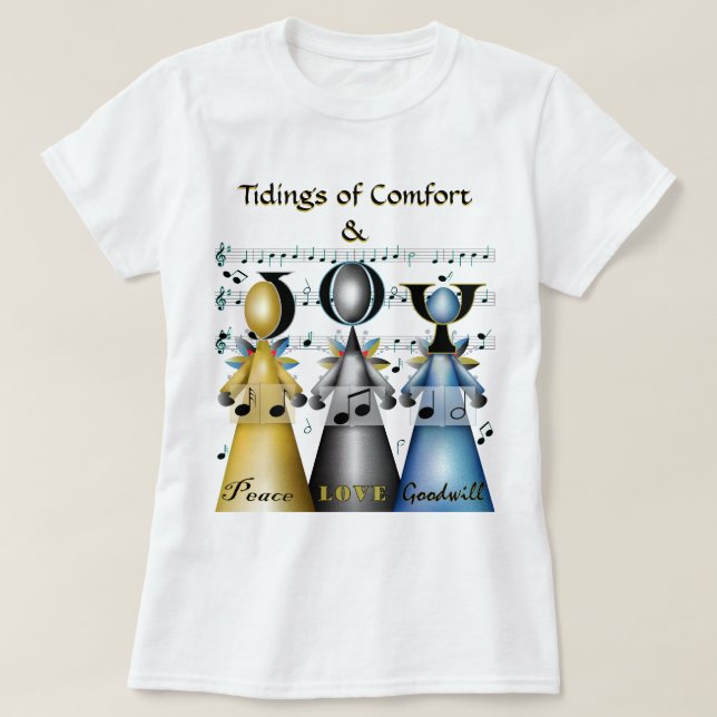 Tidings of Comfort and Joy Christmas Carolers T-Shirt (Design Front)