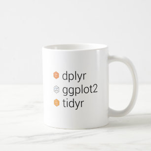 Tidyverse libraries: dplyr, ggplot2, tidyr coffee mug