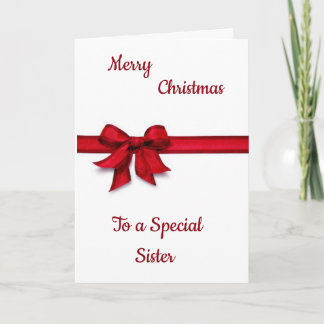 TIE A RED RIBBON FOR YOU ***SISTER** AT CHRISTMAS HOLIDAY CARD