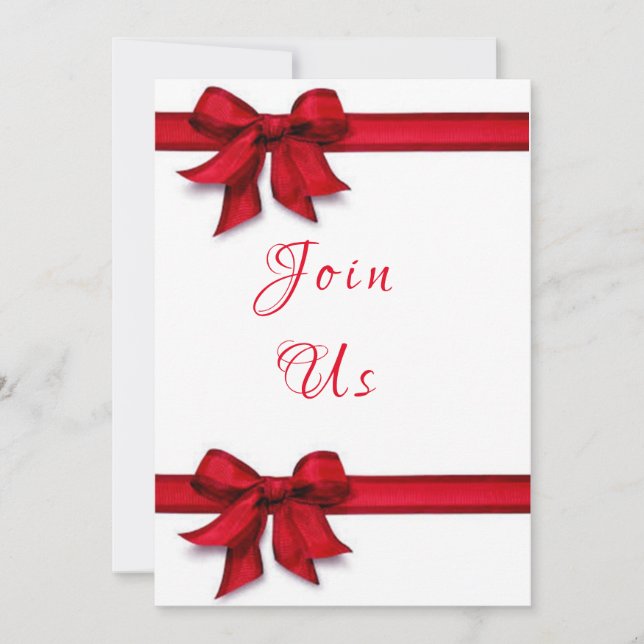 **TIE A RED RIBBON ON YOUR PARTY** CHRISTMAS PARTY INVITATION (Front)