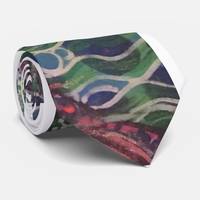 Tie-Aboriginal painting of sea grass Tie (Rolled)