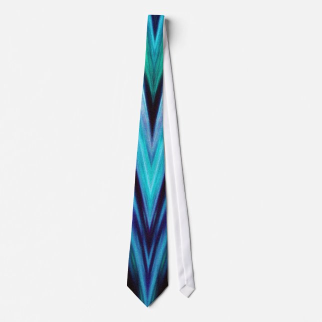 Tie, Abstract Blue Zigzag Chevron Template Tie (Front)