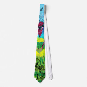 Tie, Abstract Grunge Heart Love Rainbow Colours Tie