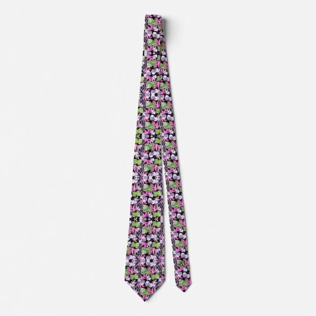 Tie : Abstract Leaves (black) (Front)