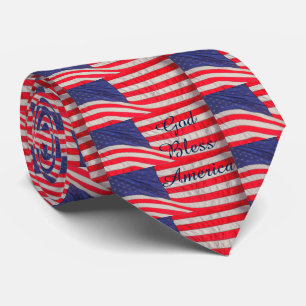 Tie American Flags God Bless America Print 2 Sides