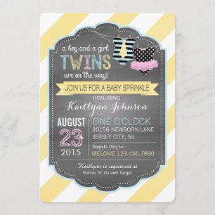 Tie and Tutu Twins Baby Sprinkle Invitation