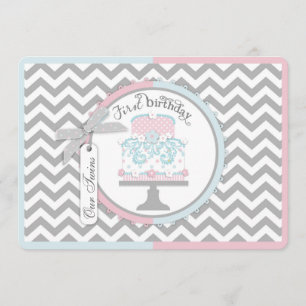 Tie and Tutu Twins First Birthday Invitation