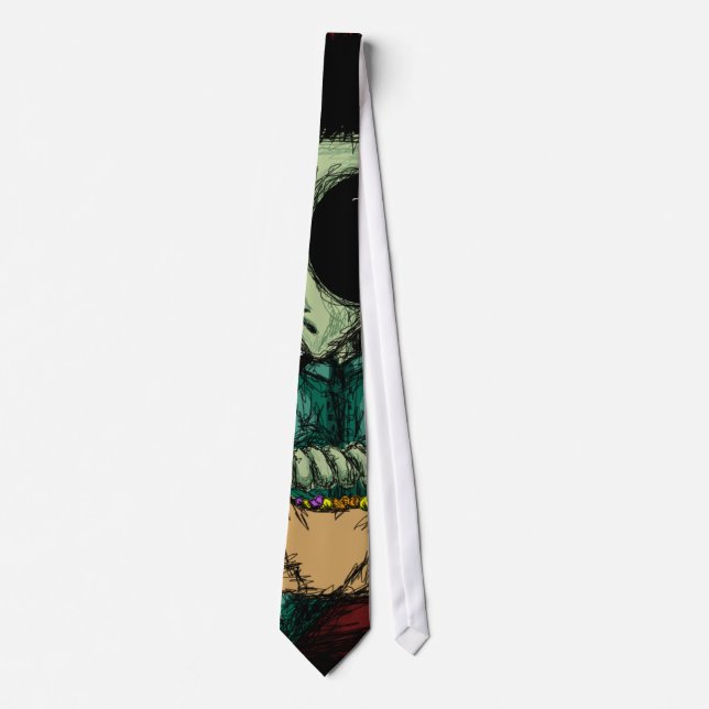 Tie, Cute Alien Frankenstein Illustration Abstract Tie (Front)