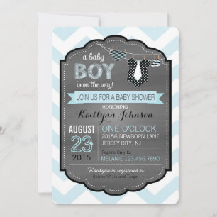 Tie Diapers and Booties Baby Shower Invitation