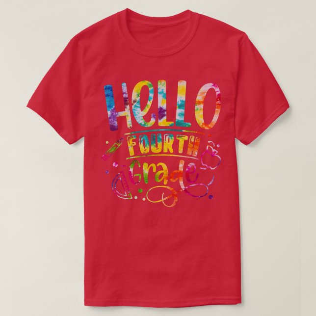 Tie Die Hello 4th Grade Back To School Teacher Kid T-Shirt (Design Front)