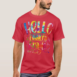Tie Die Hello 4th Grade Back To School Teacher Kid T-Shirt