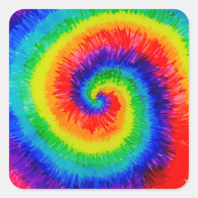 Tie Die Rainbow in Alcohol Ink Square Sticker (Front)