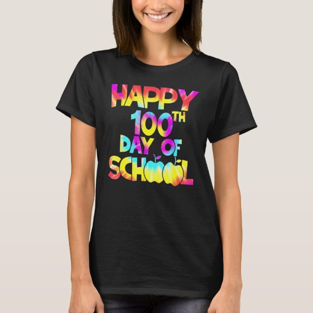 Tie Dye 100 Days Of School 100th Day Of School Tea T-Shirt (Front)