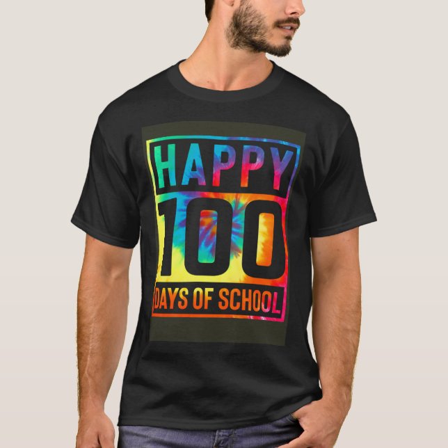 Tie Dye 100 Days of School Boys Girl Teacher 100th T-Shirt (Front)