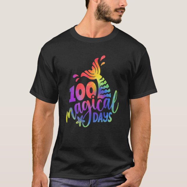 Tie Dye 100 Mermazing Days Of School Mermaid Teach T-Shirt (Front)