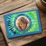 Tie Dye - 1 Photo - Custom Text - Green Blue Trifold Wallet<br><div class="desc">A single photo with a colourful background and border. Add a name and year to make a great keepsake.</div>