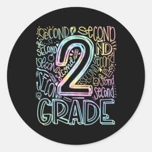 Tie Dye 2nd Grade Typography Team Second Grade Tea Classic Round Sticker