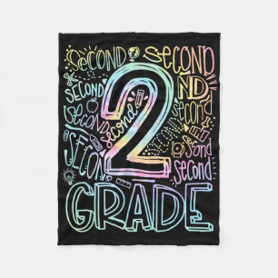 Tie Dye 2nd Grade Typography Team Second Grade Tea Fleece Blanket
