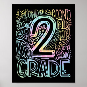 Tie Dye 2nd Grade Typography Team Second Grade Tea Poster