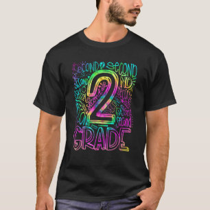 Tie Dye 2nd Grade Typography Team Second Grade Tea T-Shirt