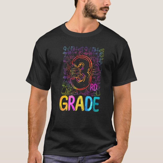 Tie Dye 3rd Grade Third Grade Teacher Student Back T-Shirt (Front)