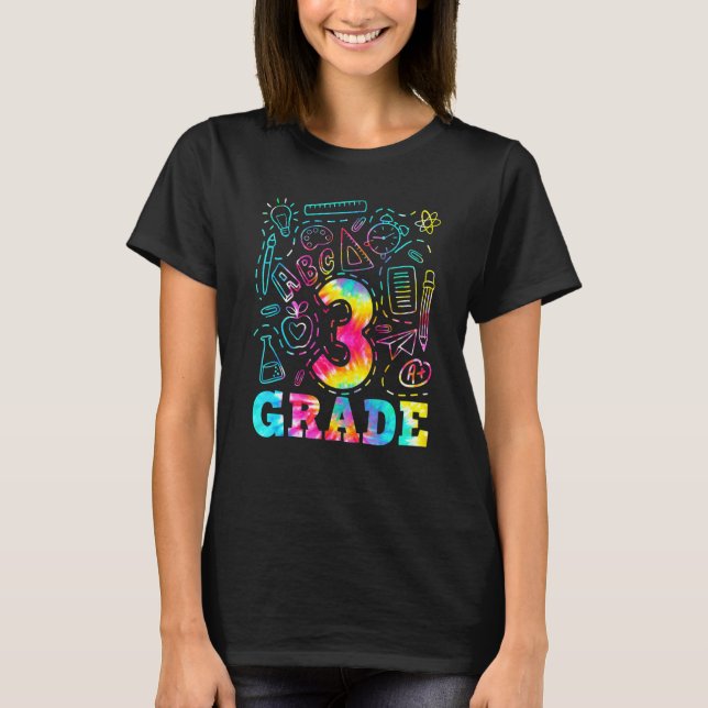 Tie Dye 3rd Grade Typography Team Third Grade Teac T-Shirt (Front)