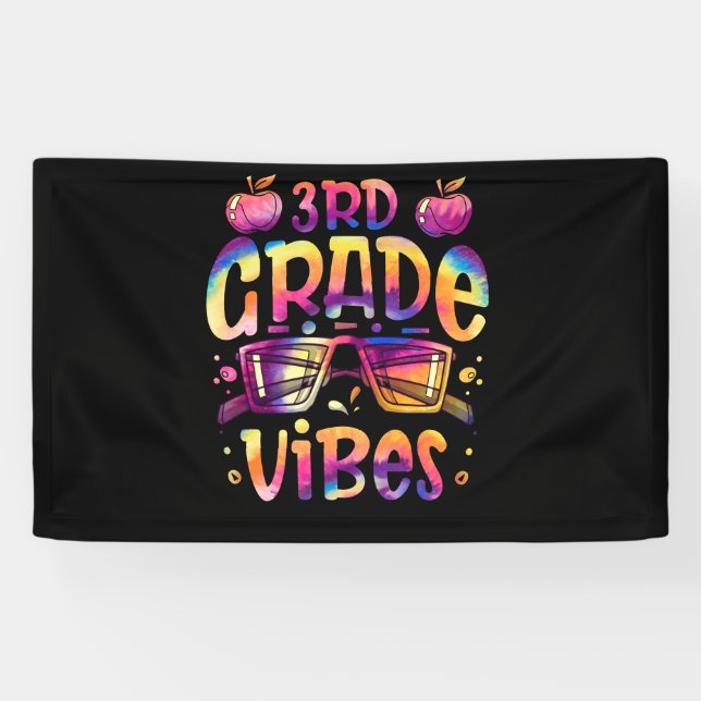 Tie dye 3rd grade vibe Teacher First Day of School Banner (Horizontal)
