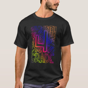 Tie Dye 4th Grade Typography Team Fourth Grade Tea T-Shirt