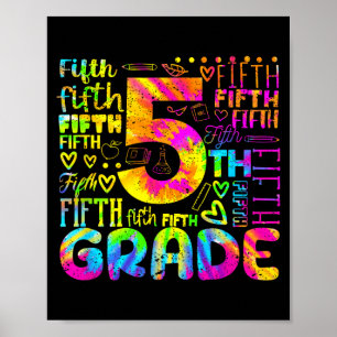 Tie Dye 5th Grade Typography Team Fifth Grade Poster