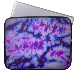 tie dye abstract in shades of blue and purple lapt laptop sleeve