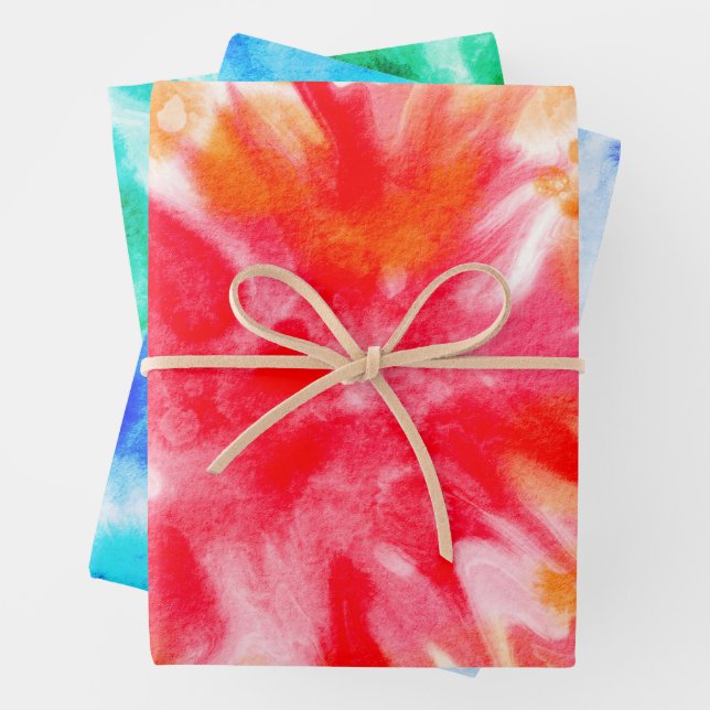 Tie Dye All Occasion Three Different Colours  Wrapping Paper Sheet (In situ)