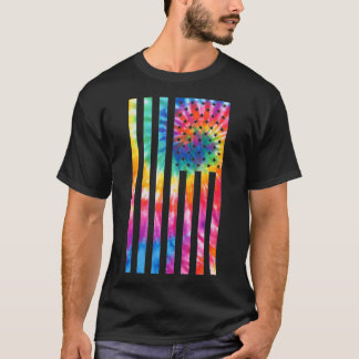 Tie Dye American Flag USA Patriotic Rainbow  T-Shirt