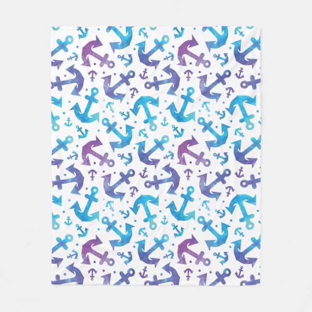 Tie Dye Anchor Pattern 2 Fleece Blanket (Front)