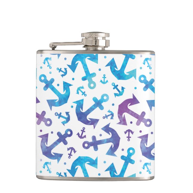 Tie Dye Anchor Pattern 2 Hip Flask (Front)
