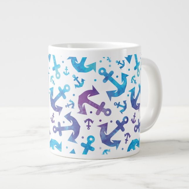 Tie Dye Anchor Pattern 2 Large Coffee Mug (Front Right)