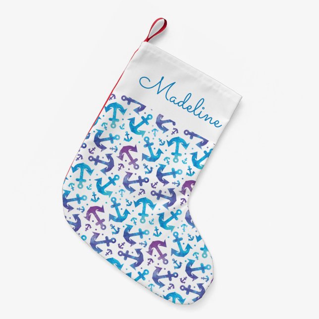 Tie Dye Anchor Pattern | Add Your Name Small Christmas Stocking (Front (Hanging))