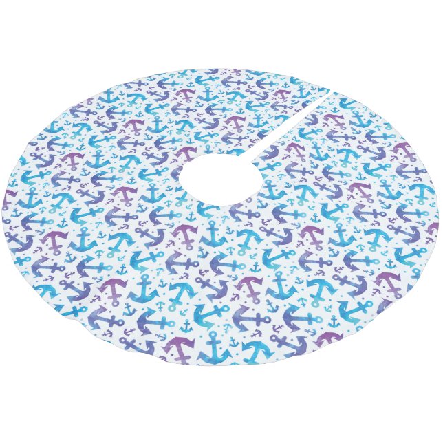 Tie Dye Anchor Pattern Brushed Polyester Tree Skirt (Angled)