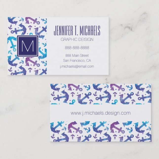 Tie Dye Anchor Pattern Business Card (Front/Back)